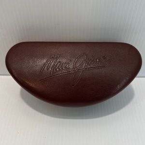 Maui Jim Embossed Leather Sunglasses Case in Deep Brown